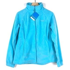 COLUMBIA Fleece Jacket Three Lakes Full Zip Cozy Warm Light Blue Size Large NWT